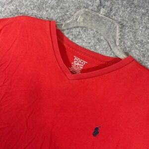 Polo Ralph Lauren V-Neck T-Shirt Mens Large Red Short Sleeve Pony Logo Tee